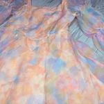 SheIn Tie Dye Square Neck Puff Sleeve cotton candy water color sheer sleeve L dress Photo 2