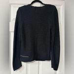 Maje  Empire Black Sweater Knit Blazer Moto Jacket Size 3/L Photo 9
