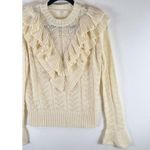 Tularosa Womens Sweater Ivory Manny Wool Blend Ruffle Flared Ribbed Pullover XS Photo 6