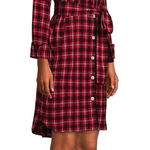 Lands' End  Womens Red Checkerboard Flannel Cotton Sleep Shirt Dress SMALL Photo 0