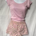 Make + Model Pink Floral Top and Shorts pajama set Photo 4