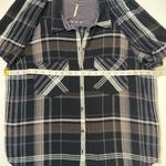 Free People  Wesley Plaid Black Taupe Linen Blend Button Down Shirt Sz M … Photo 6