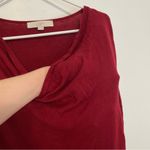 Loft ANN TAYLOR Solid Wine Red Lightweight Rayon Cotton Draped Cowl Neck Sweater Photo 5