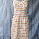 Shoshanna  Cream & Pink Strapless Striped Mini Dress size 6 Sweetheart Neckline Photo 4