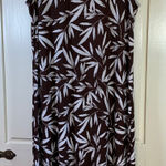 Chico's  2 Sleeveless Leaf Print Brown Maxi Dress‎ Size Large Stretch Travel Knit Photo 0