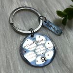 Inspirational confident brave Silver tone coin Keychain Photo 2