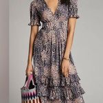 Hutch ANTHROPOLOGIE  ADELIA RUFFLED MIDI DRESS Leopard Print Size xs Photo 0