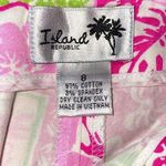 Island Republic Funky Pink Hawaiian Print Cropped Pants Sz 8 Cotton Stretch Photo 3