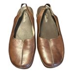 Clarks Brown Leather Slingback Flats Comfortable Casual Shoes Photo 1