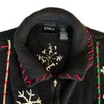 Erika Vintage Holiday Winter Christmas Themed Knit Black Vest 🔥 Photo 1