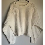 American Eagle NEW  Womens Crochet Embroidered White Floral Pullover Sweater sz L Photo 2