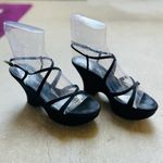 Casadei Platform Wedge Sandals 6.5 Leather Chunky Strappy Black Luxury Gen Z Photo 0