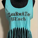 Miami Style EUC  Blue and Black Clearwater Beach Cropped Fringe Tank size large Photo 0