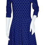 Leota Dress Womens Small Blue White Geometric Career Office Workwear Preppy Photo 0