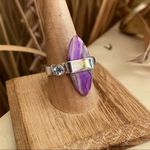 Mexican Laguna Lace & Blue Topaz Solid Sterling Silver Ring Size 9 Purple Photo 5