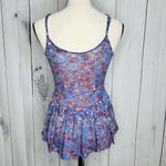 Free People Babydoll Peplum Tank Top Sz XS Blue Floral Bohemian Cottage Photo 8