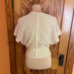Vintage Cream Crochet Knit Tie Front Cover Up | 70s Boho Sheer cardigan Photo 10