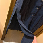 Jenni Kayne  Navy Long Sleeve Button Front Midi Cotton Linen Dress Photo 5