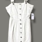 American Eagle AE size XS white button up denim mini length dress overall pockets adjustable Photo 2