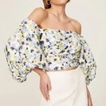 Tanya Taylor Floral Alondra Top White Womens Size 4 Photo 3