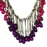 Coldwater Creek Necklace Earring Set Beaded Hot Pink Purple Gold 18/20” Length Photo 4