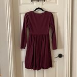 Ouges Cottagecore Fit and Flare Long Sleeve Pocket Mini Dress Maroon Red Small Photo 4