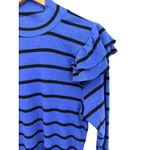 Anthropologie T.La Blue Black Stripe Mock Neck Ruffle Sleeve Knit Top Preppy XL Photo 1