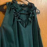 Wallpapher  Women’s Teal Sleeveless Ruffle Blouse Medium Photo 2