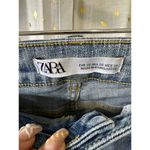 ZARA Z1975 Factory Faded Light Wash Skinny Distressed Zip Ankle Denim Jeans 6 Photo 4