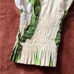 ZARA  Floral Off-Shoulder Crop Top - Cream and Green Photo 7