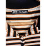 ZARA Y2k Style Preppy Polo Shirt Dress Striped Black Orange white Small Photo 4