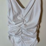 ZARA White Ruched Bodysuit with Spaghetti Straps Size Small Photo 2