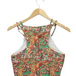 Karen Millen  Chain Print Cut Out Jersey Crepe Top Green Gold Sleeveless Sz 6 NWT Photo 5