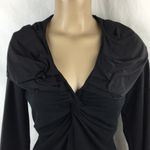 CAbi Black Cinema Taffeta Ruffle Neck Top M Photo 1