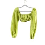 Charlie Holiday Lime Green Crop Top With Puff Sleeves M Photo 4