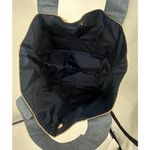 Victoria's Secret Straw Beach Tote Bag Large Weekender Travel Logo Blue Beige Photo 8