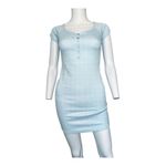 HALEY & JUNE Small blue & white checked tight bodycon mini Dress short sleeve Photo 2