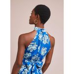 Maeve by Anthropologie Linen Blend Blue Floral Alyssa Halter Top - Size - 14 Photo 2