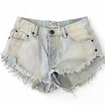 One Teaspoon Light Blue Frayed Jean Shorts Photo 1
