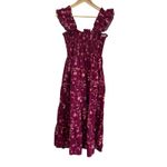 Hill House  Nap Dress Pink Floral Smocked Ruffle Midi Cottagecore Size S Photo 2