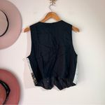 Vintage tangibles PATCHWORK vest western boho crochet tapestry women SIZE SMALL Black Photo 1