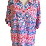 Coral Bay  Women's Short Sleeve top 3X Pink Blue White Photo 0