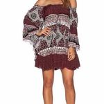 Free People | S | “Heart of Gold” Dress Boho Leopard Print Mini Flowey Oxblood Photo 0