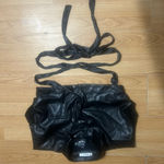 Black Faux Leather tie around Crop Top ‘#BeYouTy’ women’s Large Photo 2
