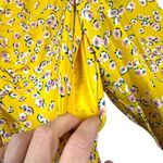 Nicholas Yellow Floral Print Ruched Tie Front Midi Dress Puff Sleeve sz 8 Boho Photo 6