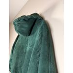 Vintage SYNERGY Womens Hunter Green suede Leather Hooded Winter Coat Jacket Size M Photo 7