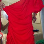 Hello Molly Red Ruffle One Shoulder Dress Photo 1