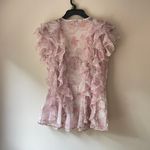 River Island Top Womens 6 Pink Floral Ruffle V-neck Feminine Romantic Dressy Photo 10