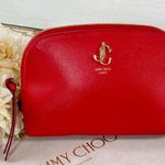 Jimmy Choo Red Saffiano Leather Cosmetic Bag Photo 1