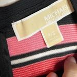 Michael Kors Sz P / S Cute Peplum Knit Top Sleeveless Pink Red White Black Striped Photo 3